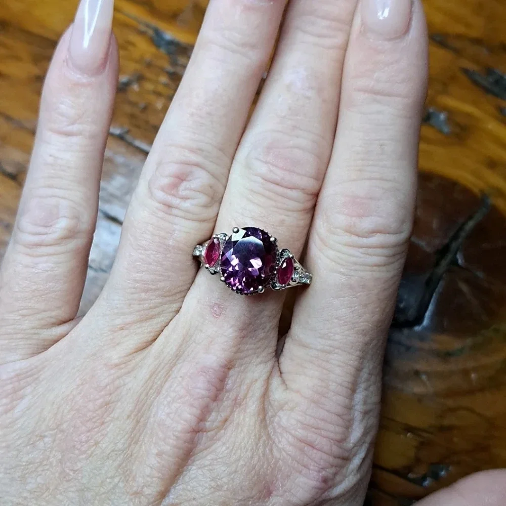 Color Change Sapphire & Natural Ruby Ring & Necklace Set.
